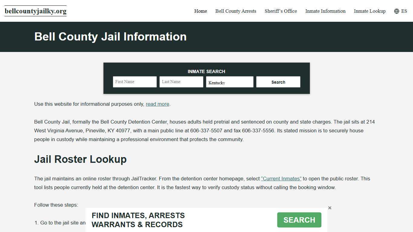 Bell County, KY Jail Roster, Inmate Info